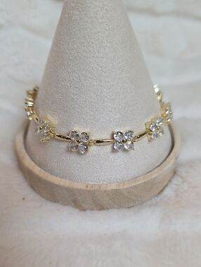 Gold Floral Crystal Bracelet - Women Jewelry